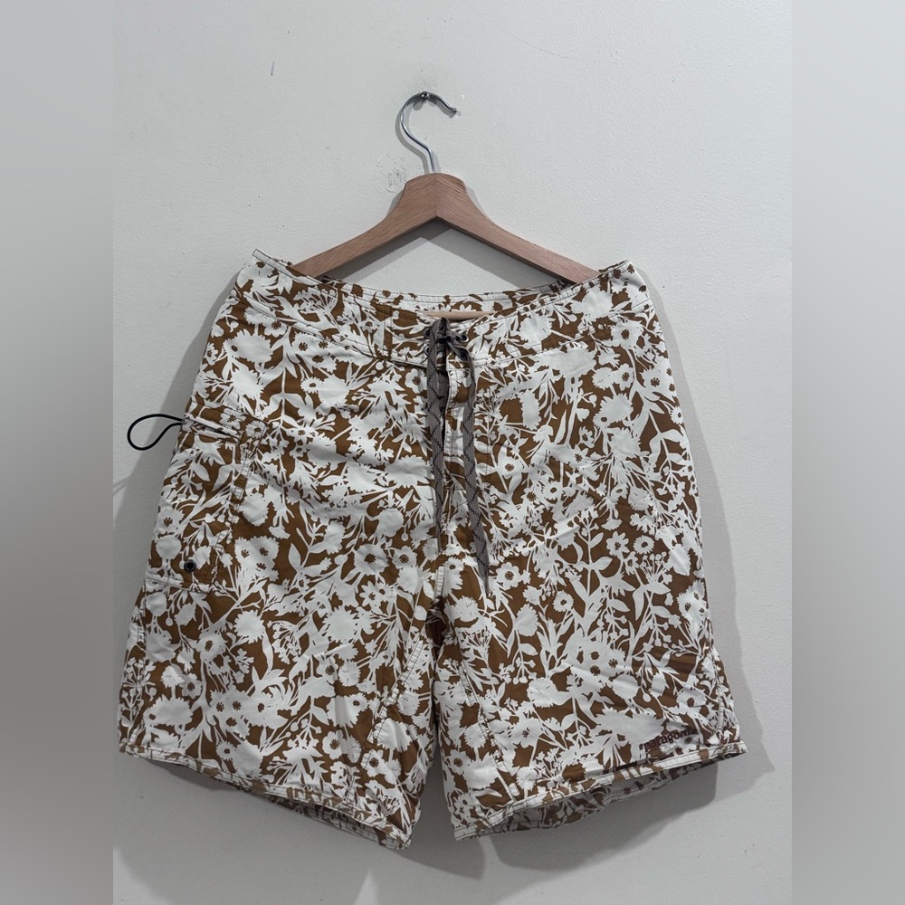 Patagonia Brown and White Floral Shorts